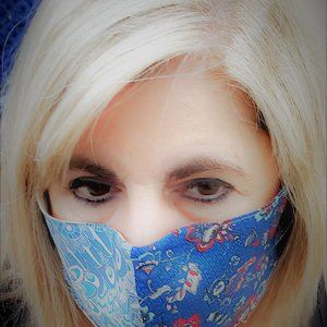 2 Sided Ladies Face Mask Blue Fancy
